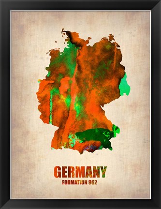 Framed Germany Watercolor Map Print