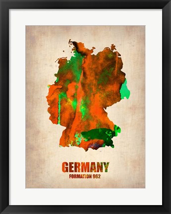 Framed Germany Watercolor Map Print