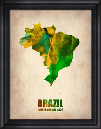 Framed Brazil Watercolor Map Print