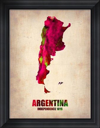Framed Argentina Watercolor Map Print