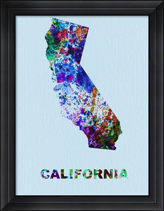 Framed California Color Splatter Map Print