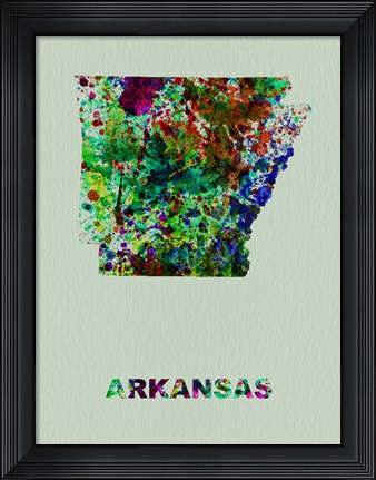 Framed Arkansas Color Splatter Map Print