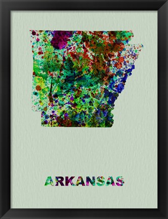 Framed Arkansas Color Splatter Map Print