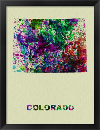 Framed Colorado Color Splatter Map Print