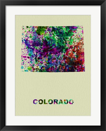 Framed Colorado Color Splatter Map Print