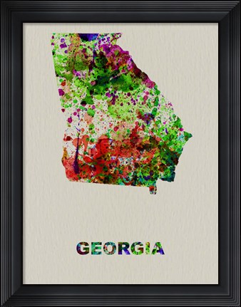 Framed Georgia Color Splatter Map Print