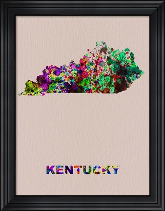 Framed Kentucky Color Splatter Map Print