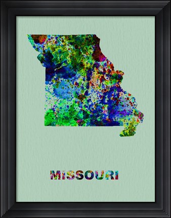 Framed Missouri Color Splatter Map Print