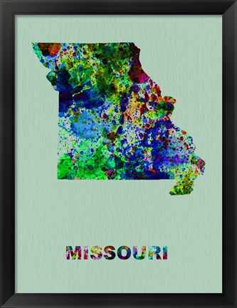 Framed Missouri Color Splatter Map Print