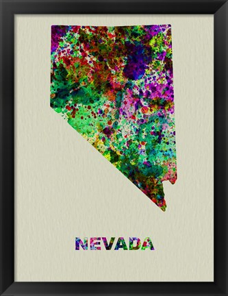 Framed Nevada Color Splatter Map Print