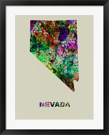 Framed Nevada Color Splatter Map Print