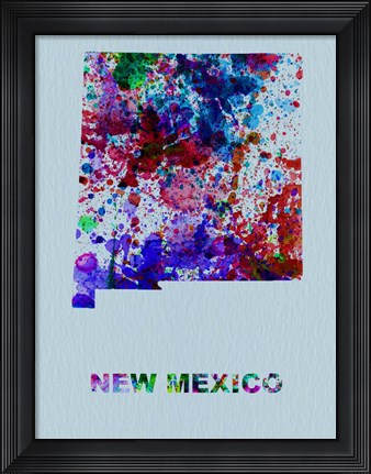 Framed New Mexico Color Splatter Map Print