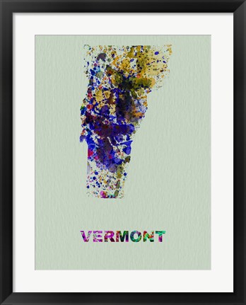 Framed Vermont Color Splatter Map Print