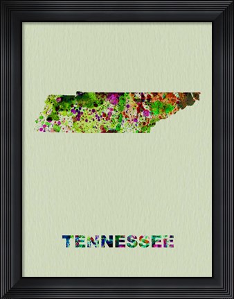 Framed Tennessee Color Splatter Map Print