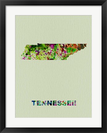 Framed Tennessee Color Splatter Map Print