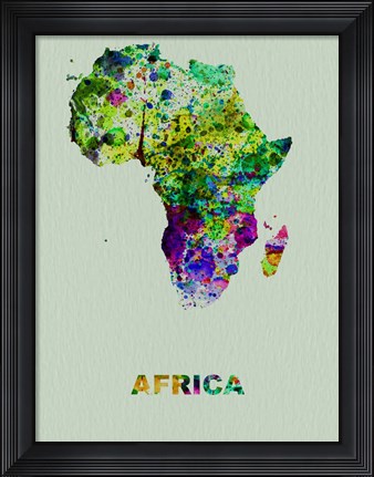 Framed Africa Color Splatter Map Print