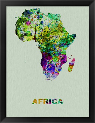 Framed Africa Color Splatter Map Print