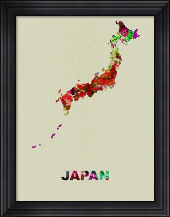 Framed Japan Color Splatter Map Print