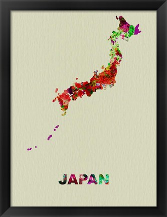 Framed Japan Color Splatter Map Print