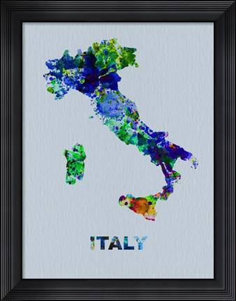 Framed Italy Color Splatter Map Print