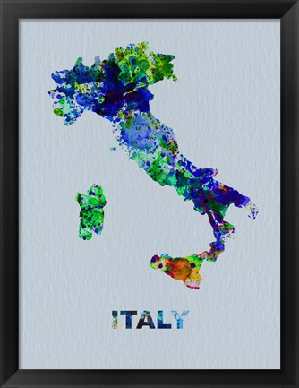 Framed Italy Color Splatter Map Print