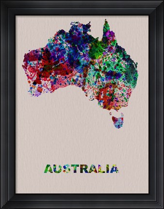 Framed Australia Color Splatter Map Print