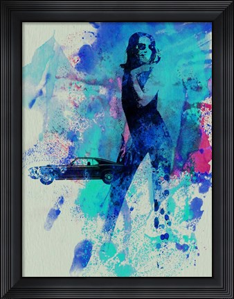 Framed Girl and a car Print