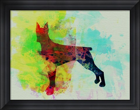 Framed Doberman Pinscher Watercolor Print