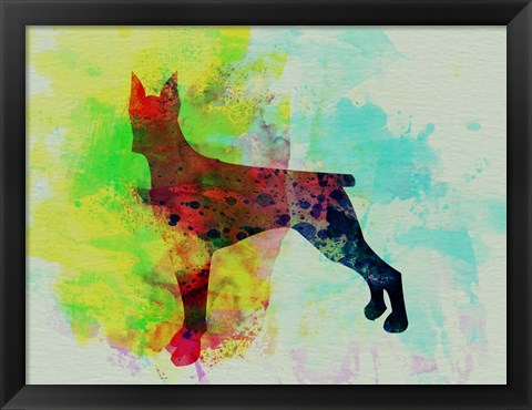 Framed Doberman Pinscher Watercolor Print