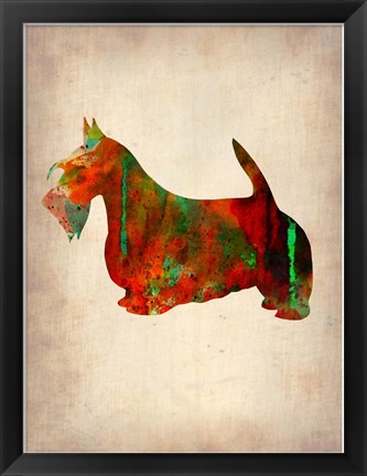 Framed Scottish Terrier Watercolor 2 Print