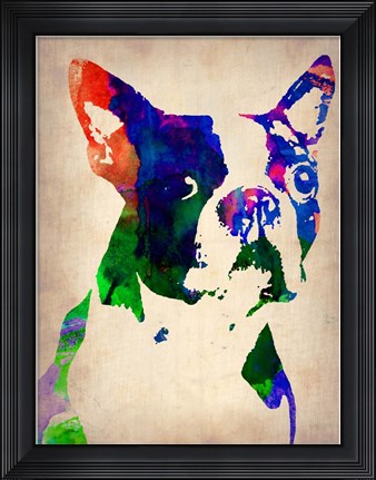 Framed Boston Terrier Watercolor Print