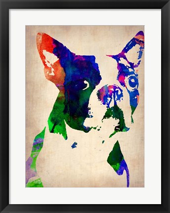 Framed Boston Terrier Watercolor Print