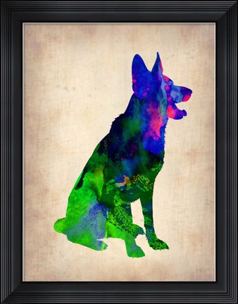 Framed German Sheppard Watercolor Print