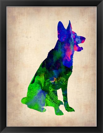 Framed German Sheppard Watercolor Print