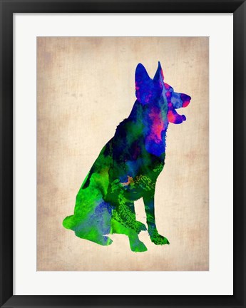 Framed German Sheppard Watercolor Print