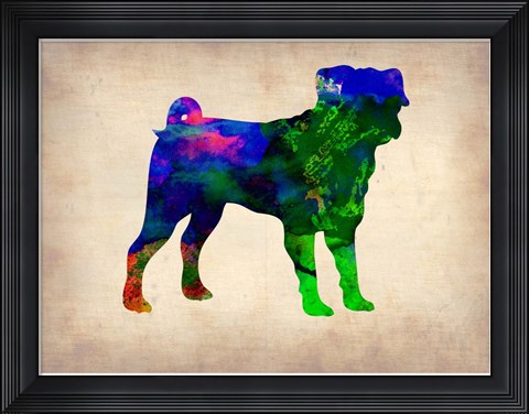 Framed Pug Watercolor Print
