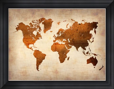 Framed World  Map 7 Print