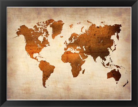 Framed World  Map 7 Print