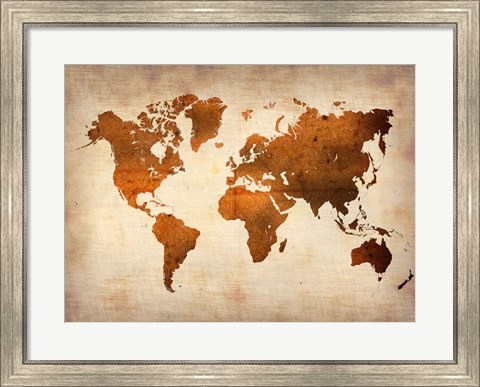 Framed World  Map 7 Print