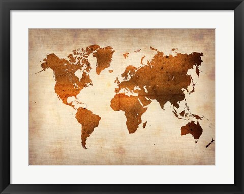 Framed World  Map 7 Print
