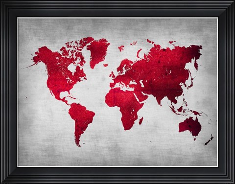 Framed World  Map 9 Print