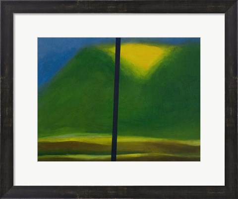 Framed Green Mountain with Yellow Print