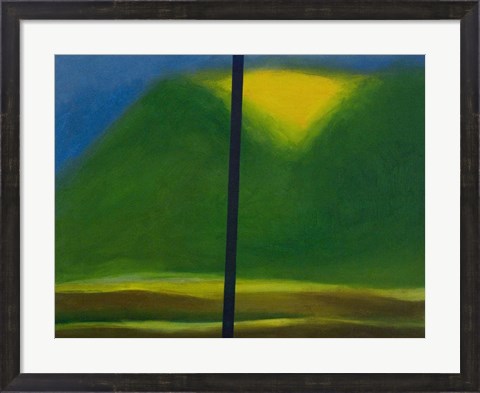 Framed Green Mountain with Yellow Print