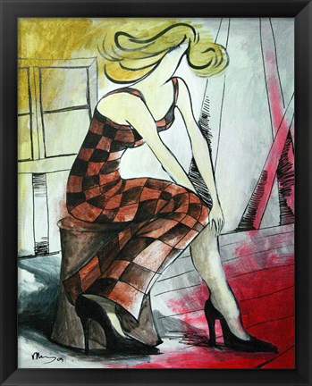 Framed Checkered Woman Print