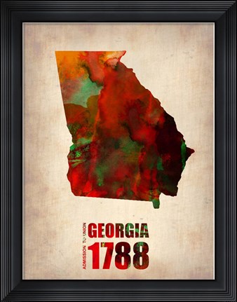 Framed Georgia Watercolor Map Print