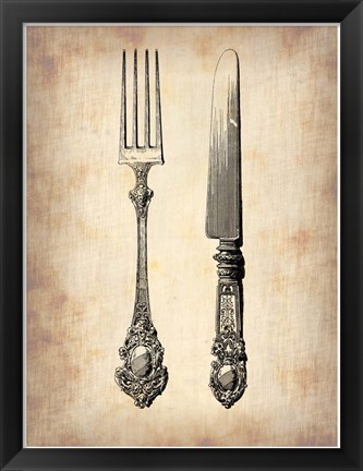 Framed Antique Knife and Fork Print