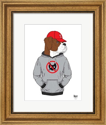 Framed Boxer Dog In City Style Print