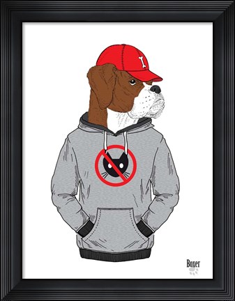 Framed Boxer Dog In City Style Print
