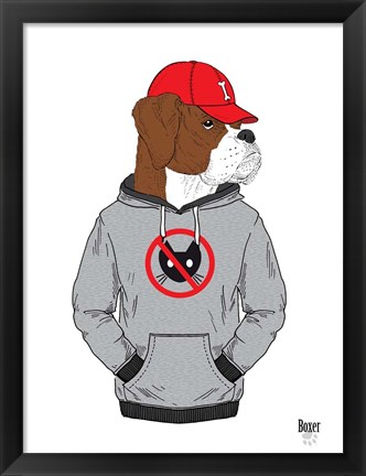 Framed Boxer Dog In City Style Print