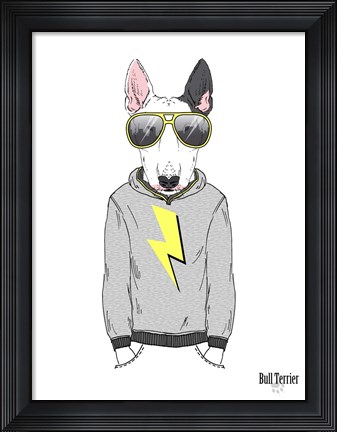 Framed Bull Terrier in City Style Print